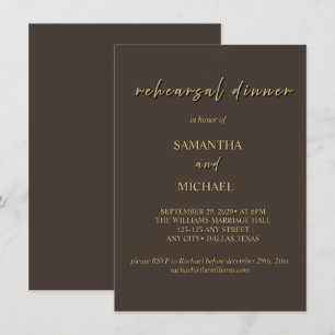 Invitation Carton d'invitation au dîner de répétition marron