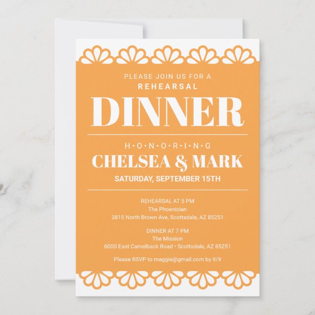 Invitation Carton d'invitation au dîner de répétition Papel P (Devant)