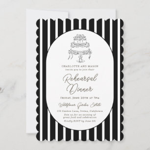 Invitation Carton d'invitation au dîner de répétition rayé no