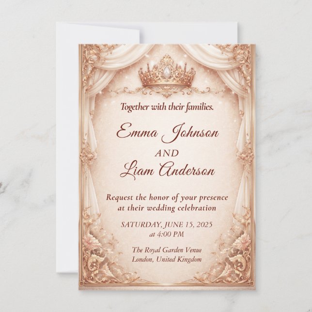Invitation Carton d'Invitation au Mariage Royal (Devant)