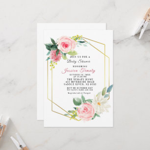 Invitation Carton d'invitation Baby Shower Fille Fleurs de Te