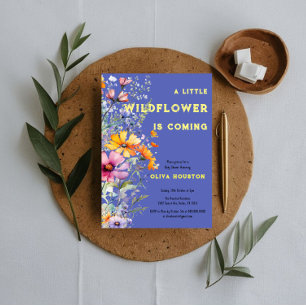 Invitation Carton d'invitation Baby Shower Fleurs sauvages