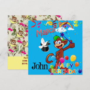 Invitation Carton d'invitation Ballons Singe Joyeux Anniversa