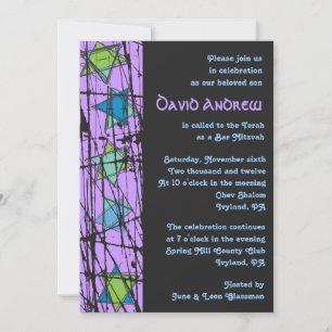 Invitation Carton d'invitation Bar Mitzvah Distressed Stars B