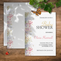 Carton d'invitation bébé Fleurs de printemps à l'a