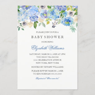 Invitation Carton d'invitation bébé garçon aquarelle florale