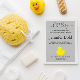 Invitation Carton d'invitation bébé shower canard en caoutcho