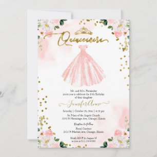 Invitation Carton d'invitation bilingue pour Quinceañera Flor