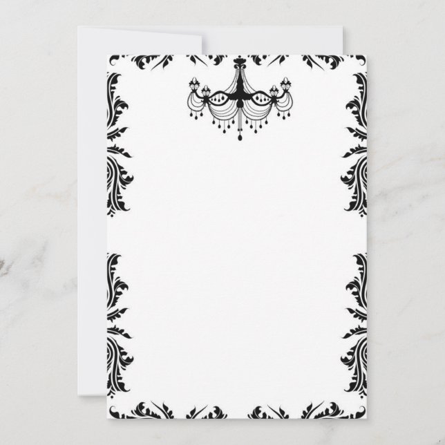Invitation Carton d'invitation Black & White Chandelier (Devant)