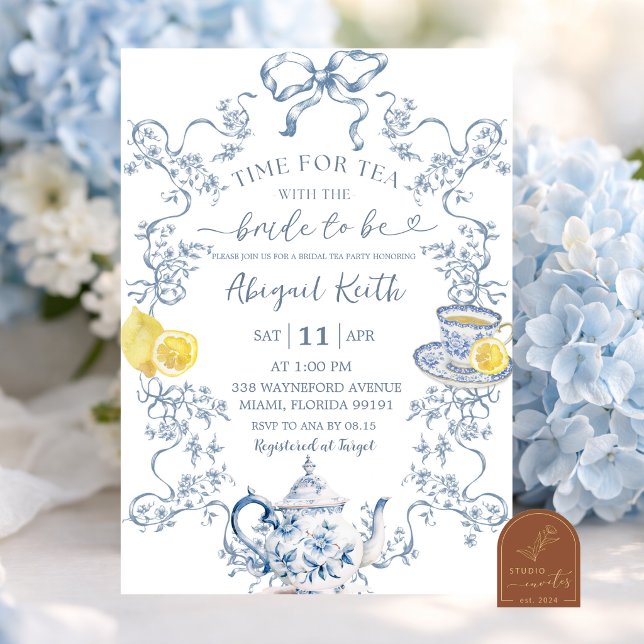 Invitation Carton d'invitation bleu de style chinoiserie pour (Créateur téléchargé)