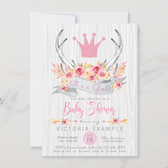 Invitation Carton d'invitation Bohème Princesse à cornes pour (Devant)