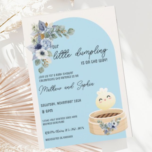 Invitation Carton d'invitation Boho Blue pour Baby Shower Lit (Créateur téléchargé)