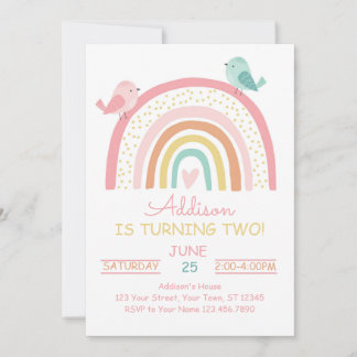Invitation Carton d'invitation Boho Rainbow pour un anniversa