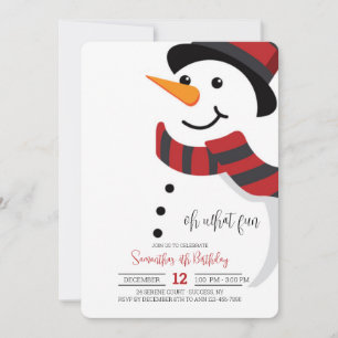 Invitation Carton d'invitation Bonhomme de neige souriant