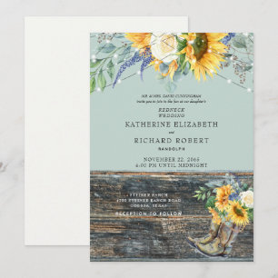 Invitation Carton d'invitation Boots en Bois Rouge Tournesol