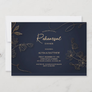 Invitation Carton d'invitation botanique or et noir