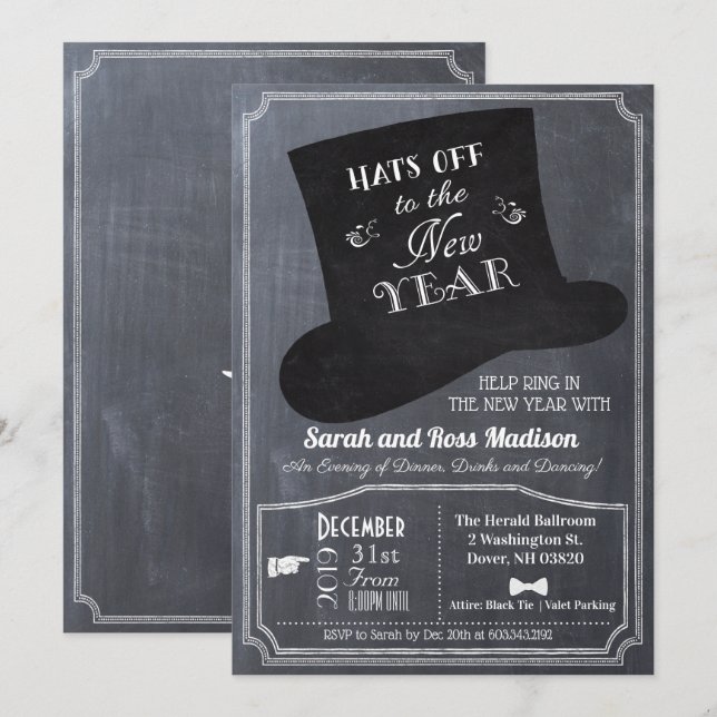 Invitation Carton d'invitation Chapeau Haut de Forme pour la  (Devant / Derrière)