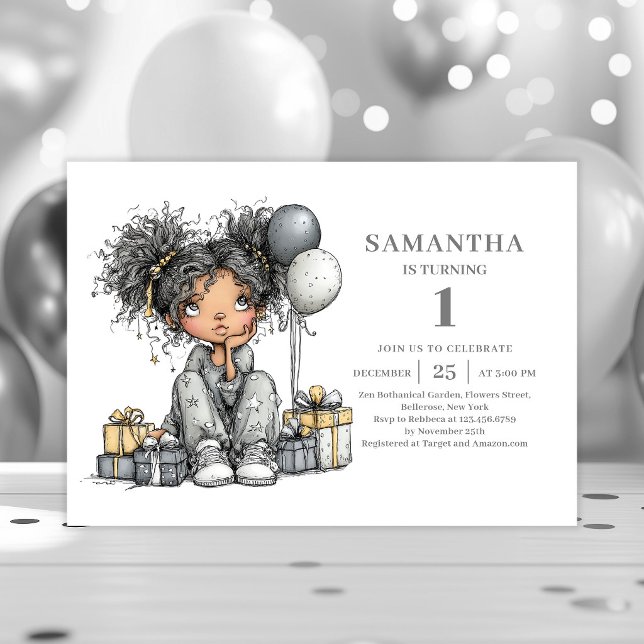 Invitation Carton d'invitation chic en or pour les 10 ans d'u (Whimsical Teen Girl 10th Birthday Gold Chic invitation)