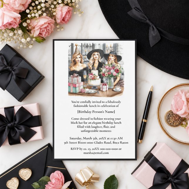 Invitation Carton d'invitation chic pour déjeuner d'anniversa (Créateur téléchargé)