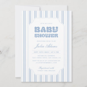 Invitation Carton d'invitation classique bleu pâle rayé pour