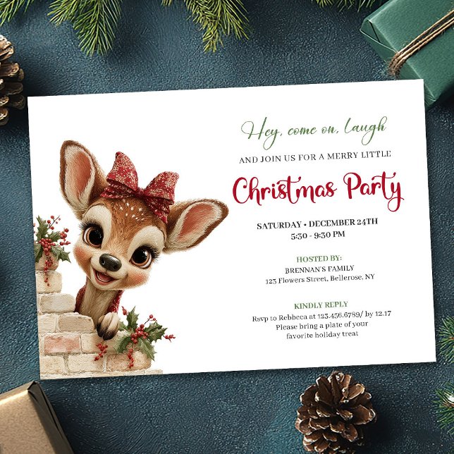 Invitation Carton d'invitation classique pour fête de bébé re (Classic Baby Reindeer Watercolor Cute Party Invitation

)