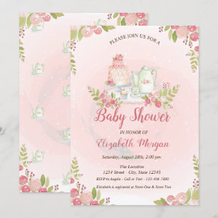 Invitation Carton d'invitation Classy Théière Florale pour Ba
