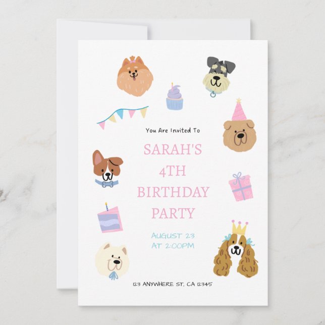 Invitation Carton d'invitation coloré pour l'anniversaire d'u (Devant)