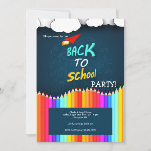 Invitation Carton d'invitation coloré pour une fête de rentré
