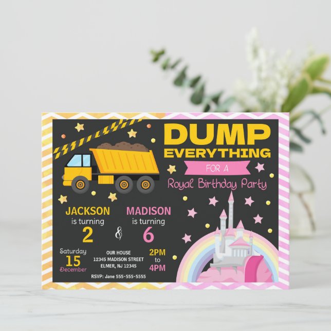 Invitation Carton d'invitation conjoint d'anniversaire Constr (Debout devant)