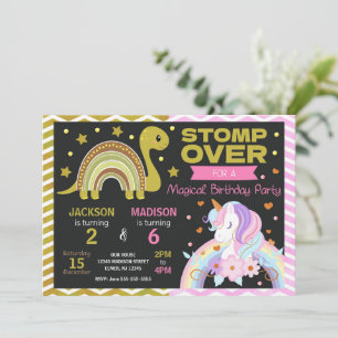 Invitation Carton d'invitation conjoint d'anniversaire dinosa