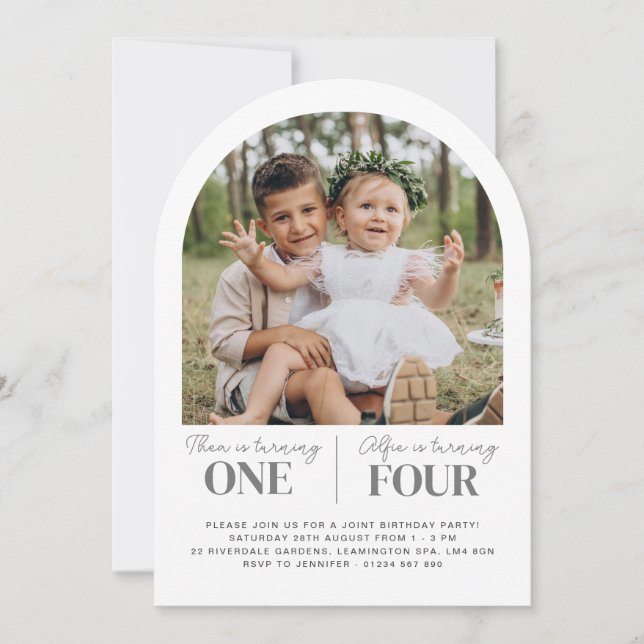 Invitation Carton d'invitation conjoint pour le premier anniv (Devant)