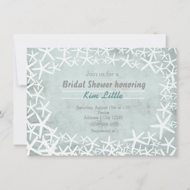 Invitation Carton d'invitation craie vintage plage étoile de  (Devant)