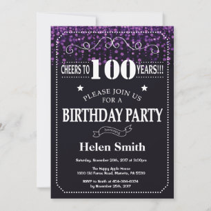 Invitation Carton d'invitation d'anniversaire 100 ans avec pa