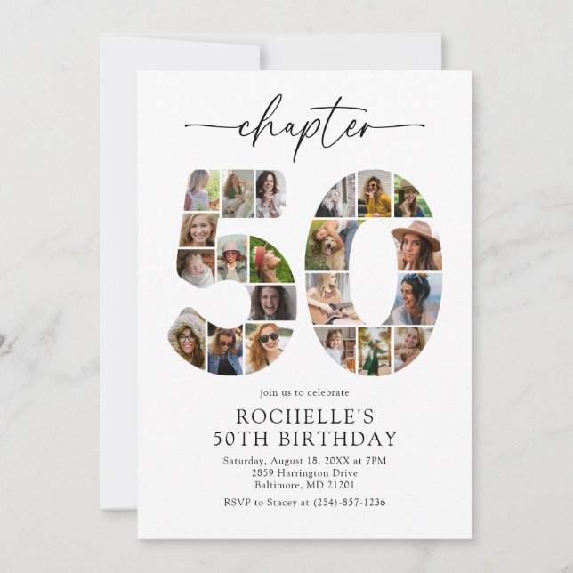 Invitation Carton d'invitation d'anniversaire 50 ans Collage  (Devant)