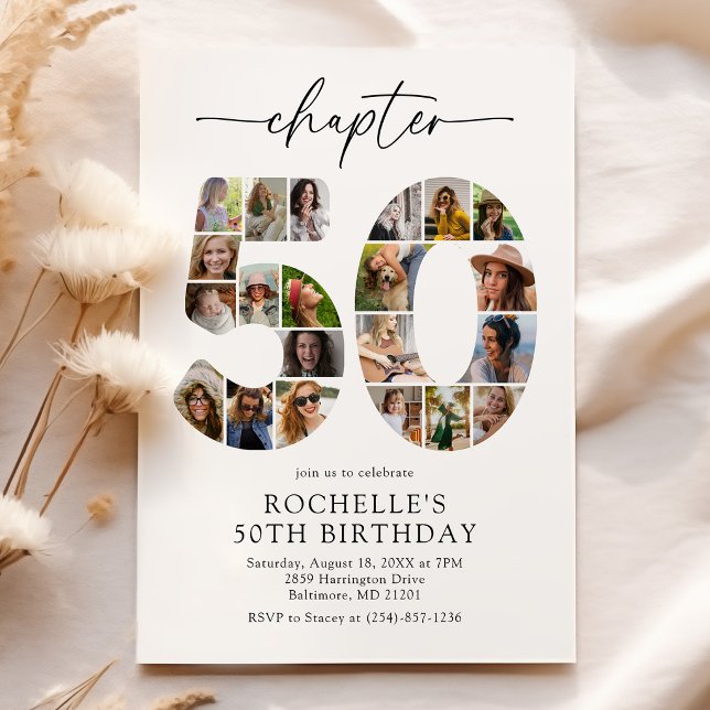 Invitation Carton d'invitation d'anniversaire 50 ans Collage  (Créateur téléchargé)
