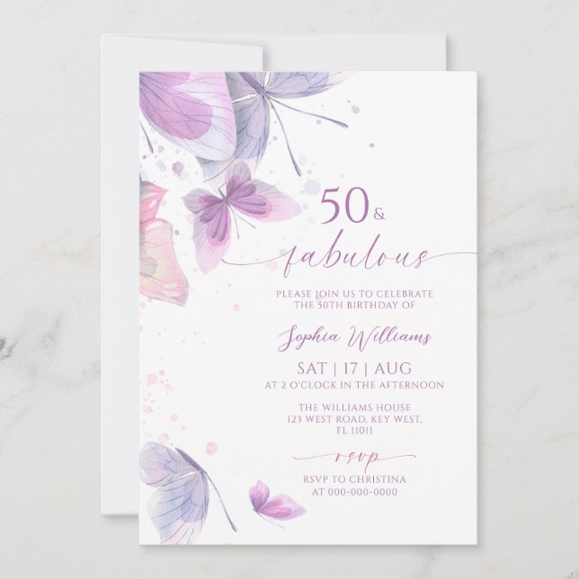 Invitation Carton d'invitation d'anniversaire 50 ans & Fabule (Devant)