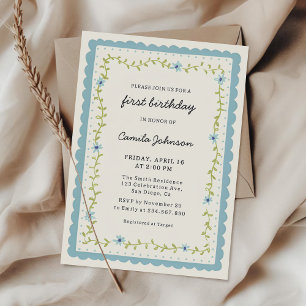 Invitation Carton d'invitation d'anniversaire à cadre festonn
