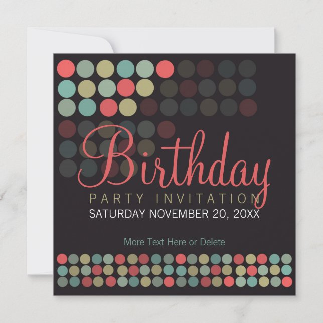 Invitation Carton d'invitation d'anniversaire à pois Pop mode (Devant)