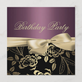 Invitation Carton d'invitation d'anniversaire à ruban de feui