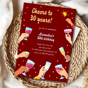 Invitation Carton d'invitation d'anniversaire adulte cocktail