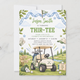 Invitation Carton d'invitation d'anniversaire adulte Golf Thi