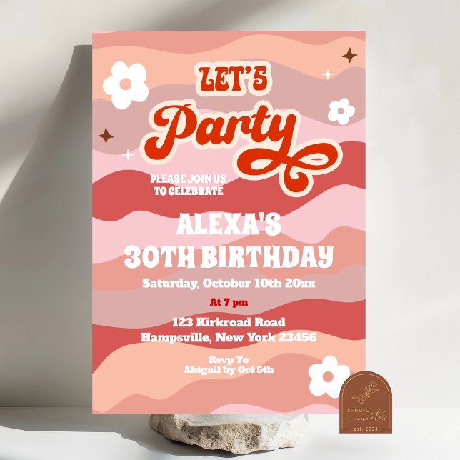 Invitation Carton d'invitation d'anniversaire adulte rétro on (Créateur téléchargé)