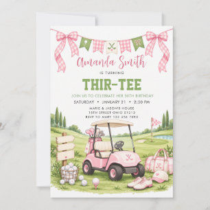 Invitation Carton d'invitation d'anniversaire adulte rose Gol