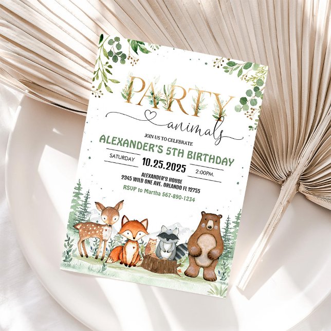 Invitation Carton d'invitation d'anniversaire Animaux de la f (Créateur téléchargé)
