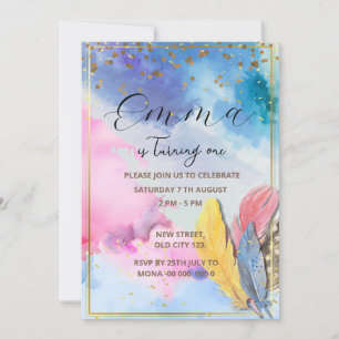 Invitation Carton d'invitation d'anniversaire Arc-en-ciel