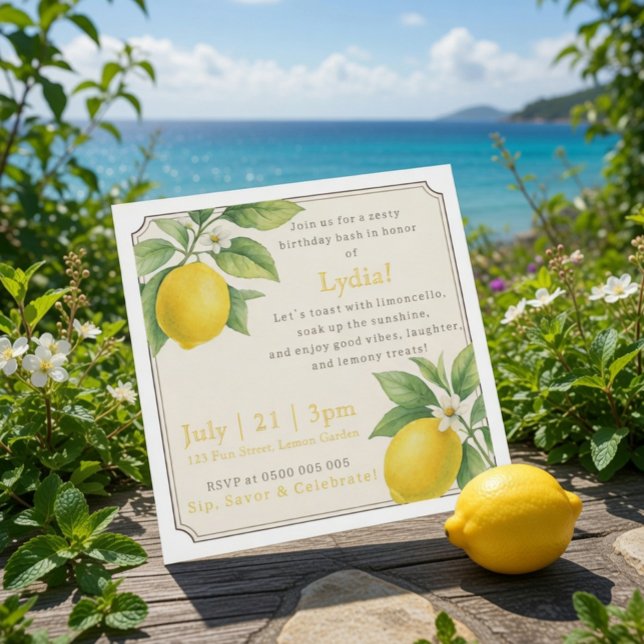 Invitation Carton d'invitation d'anniversaire au citron à l'a (Créateur téléchargé)