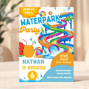 Invitation Carton d'invitation d'anniversaire au parc aquatiq