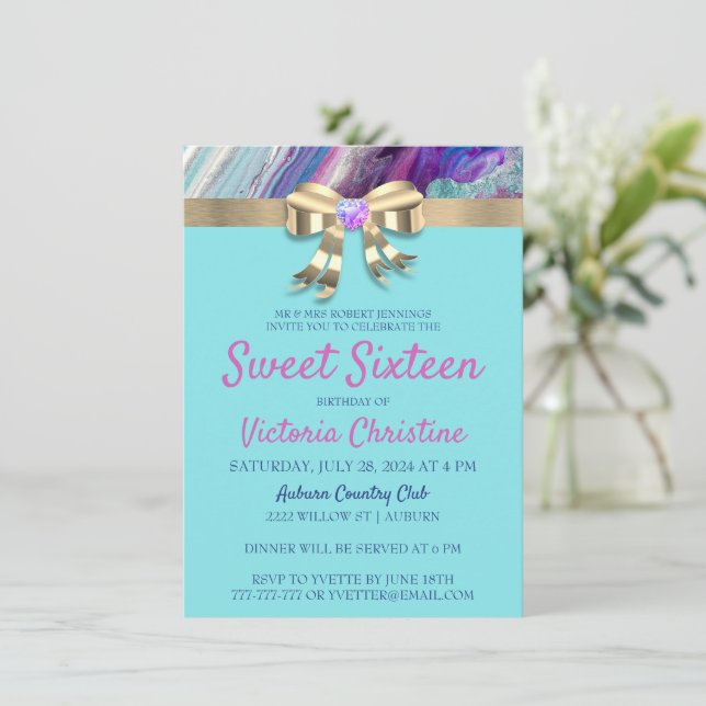 Invitation Carton d'invitation d'anniversaire aux couleurs ch (Debout devant)