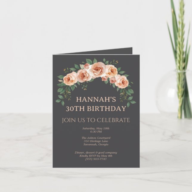 Invitation Carton d'invitation d'anniversaire avec arche flor (Devant)