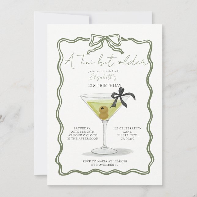 Invitation Carton d'invitation d'anniversaire avec un arc sag (Devant)